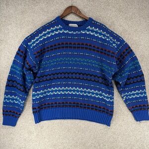 VTG Expressions Pullover Sweater XL Mens Knit Blue Abstract Grandpa 90's Comfort